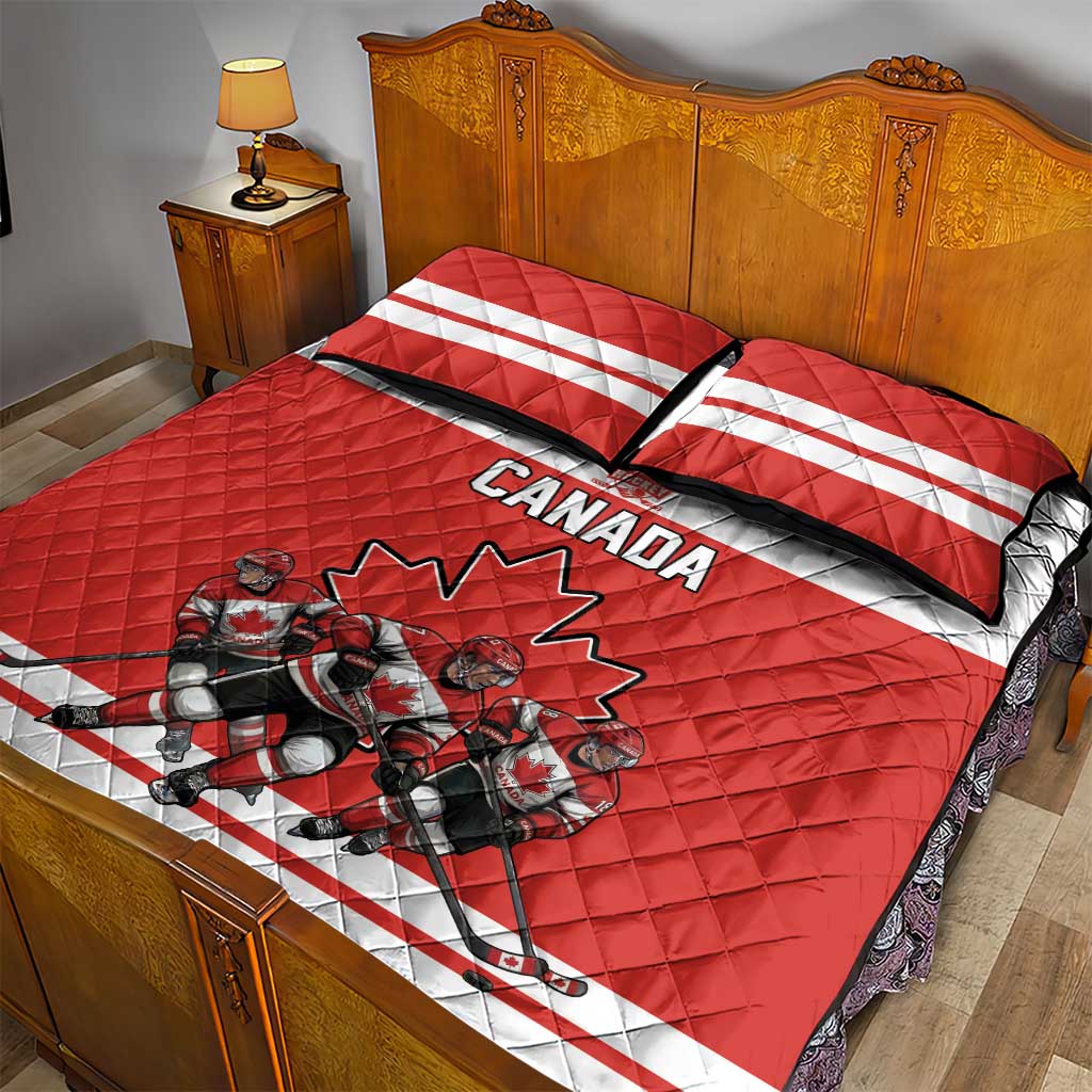 Canada Hockey Quilt Bed Set Maple Leaf Northern Pride
