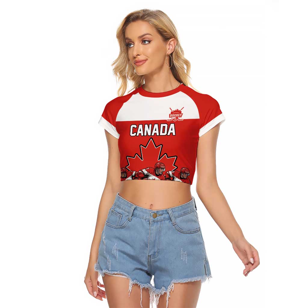 Canada Hockey Custom Raglan Cropped T Shirt Maple Leaf Northern Pride