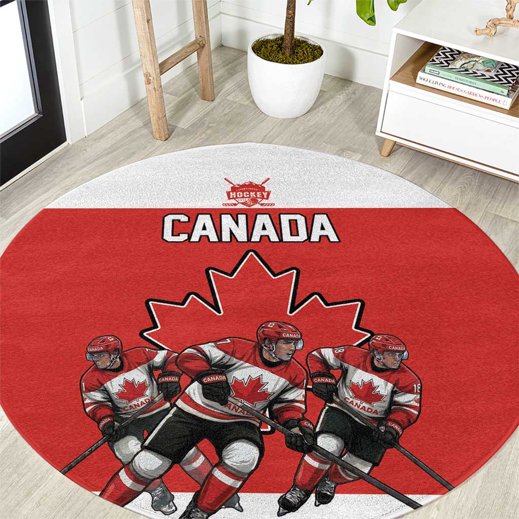 Canada Hockey Round Carpet Maple Leaf Northern Pride
