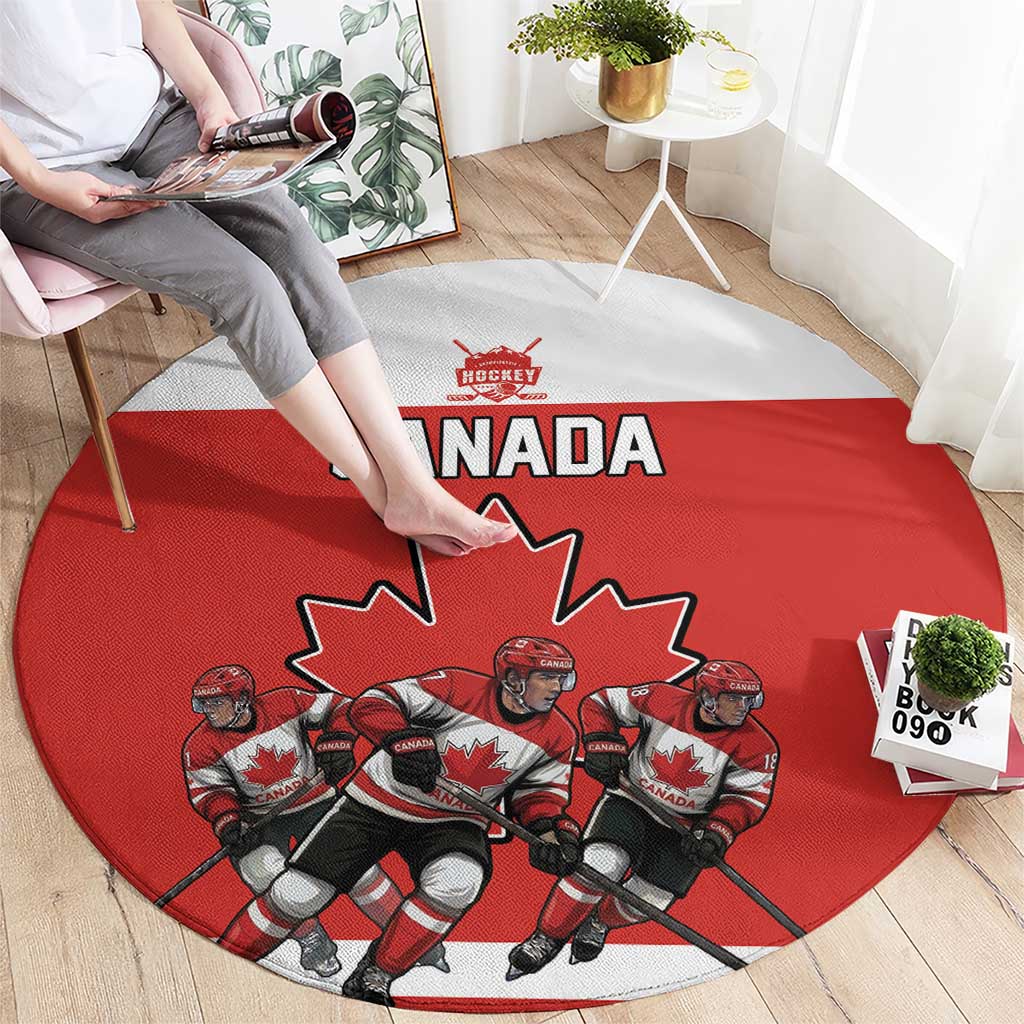 Canada Hockey Round Carpet Maple Leaf Northern Pride