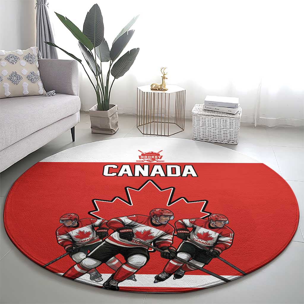 Canada Hockey Round Carpet Maple Leaf Northern Pride