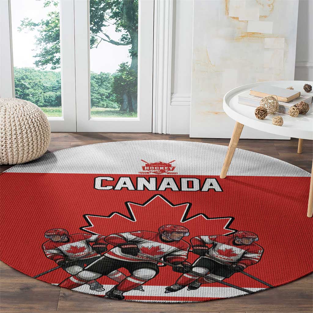 Canada Hockey Round Carpet Maple Leaf Northern Pride