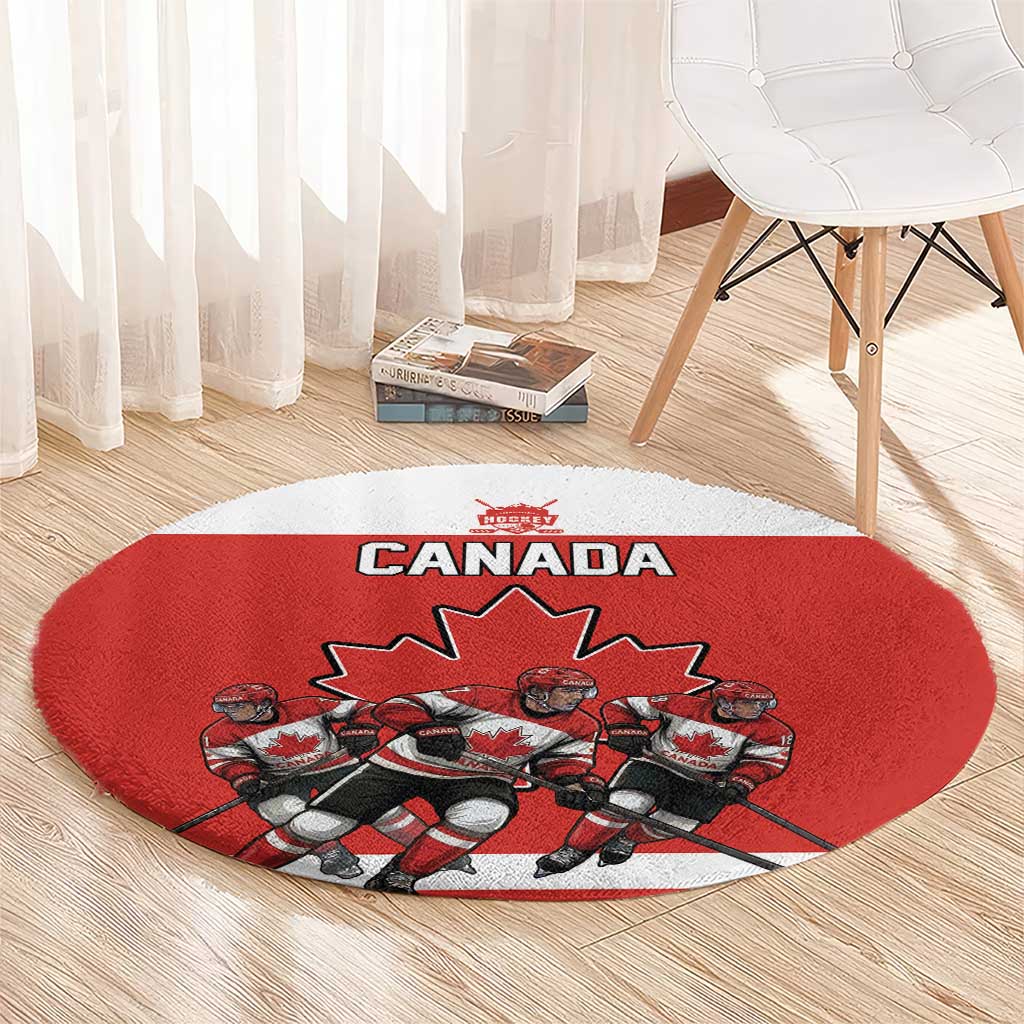 Canada Hockey Round Carpet Maple Leaf Northern Pride