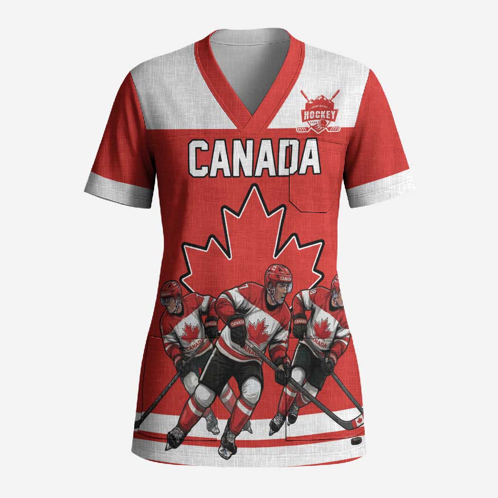 Canada Hockey Custom Scrub Top Maple Leaf Northern Pride