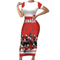 Canada Hockey Custom Short Sleeve Bodycon Dress Maple Leaf Northern Pride