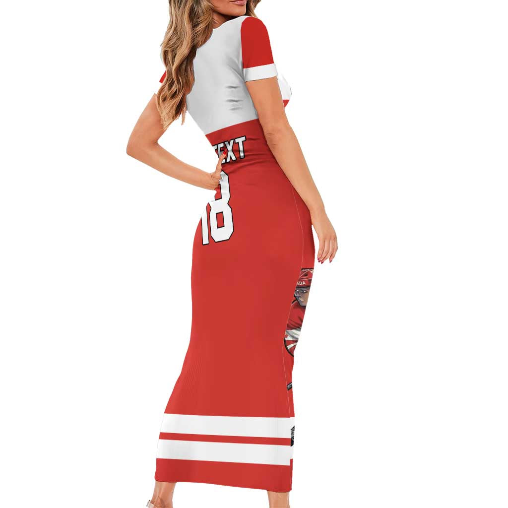 Canada Hockey Custom Short Sleeve Bodycon Dress Maple Leaf Northern Pride