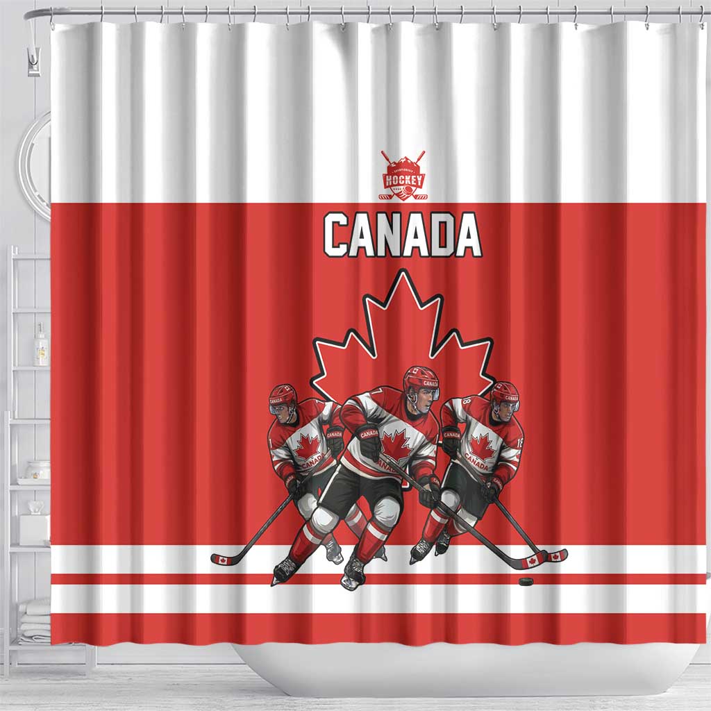 Canada Hockey Shower Curtain Maple Leaf Northern Pride
