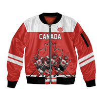 Canada Hockey Custom Sleeve Zip Bomber Jacket Maple Leaf Northern Pride
