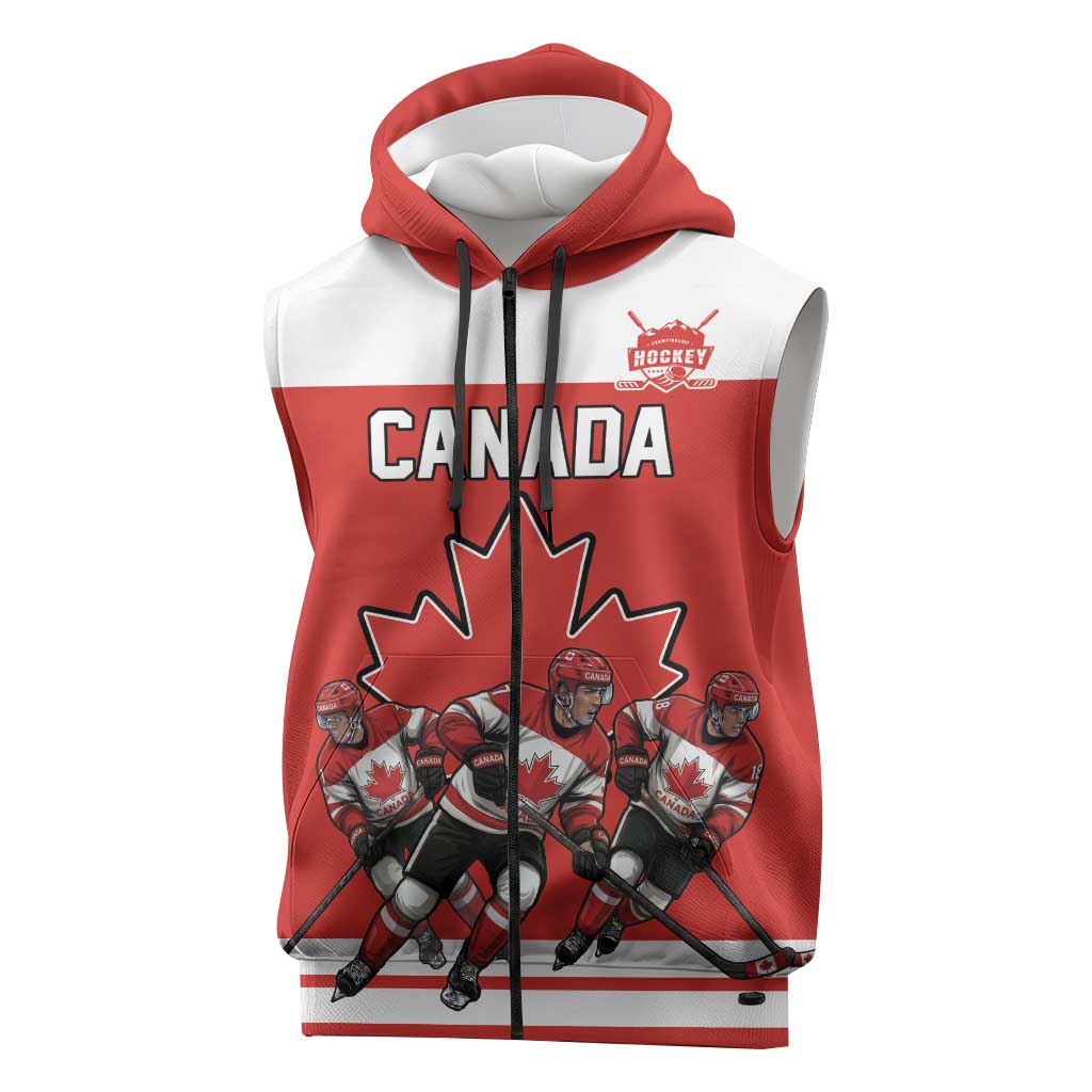 Canada Hockey Custom Sleeveless Zip Hoodie Maple Leaf Northern Pride