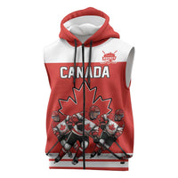 Canada Hockey Custom Sleeveless Zip Hoodie Maple Leaf Northern Pride