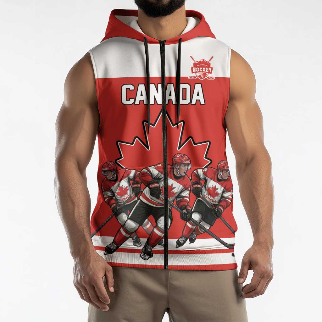 Canada Hockey Custom Sleeveless Zip Hoodie Maple Leaf Northern Pride