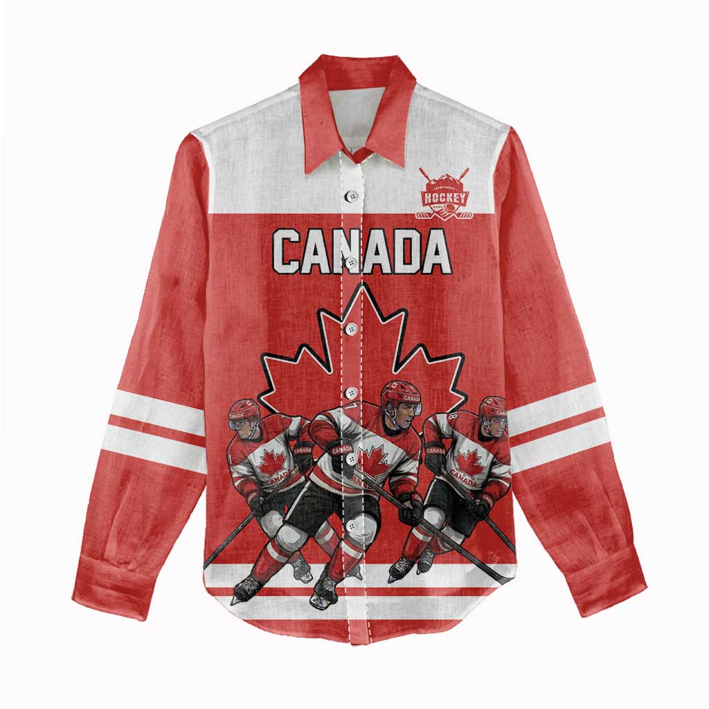 Canada Hockey Custom Women Casual Shirt Maple Leaf Northern Pride