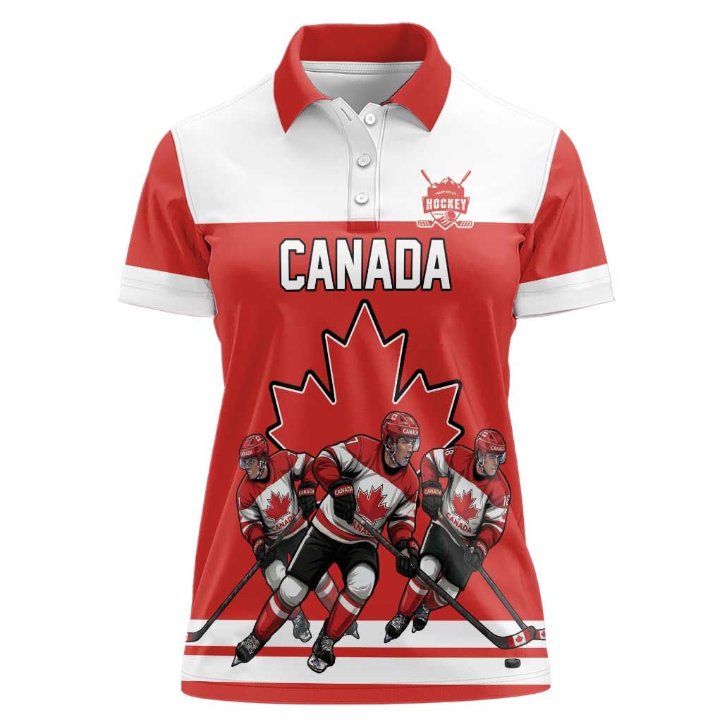Canada Hockey Custom Women Polo Shirt Maple Leaf Northern Pride