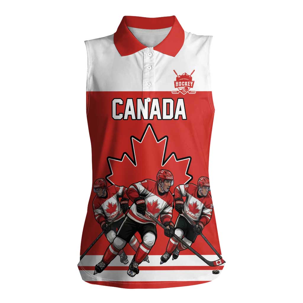 Canada Hockey Custom Women Sleeveless Polo Shirt Maple Leaf Northern Pride
