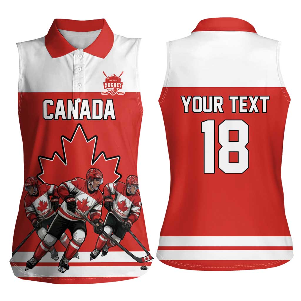 Canada Hockey Custom Women Sleeveless Polo Shirt Maple Leaf Northern Pride