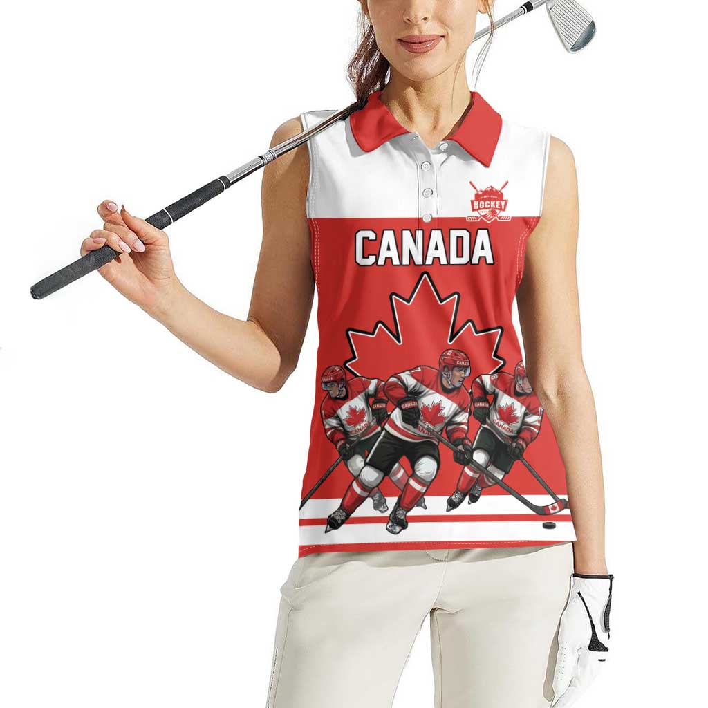 Canada Hockey Custom Women Sleeveless Polo Shirt Maple Leaf Northern Pride