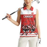 Canada Hockey Custom Women Sleeveless Polo Shirt Maple Leaf Northern Pride