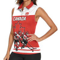Canada Hockey Custom Women Sleeveless Polo Shirt Maple Leaf Northern Pride