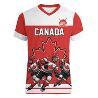 Canada Hockey Custom Women V-Neck T-Shirt Maple Leaf Northern Pride