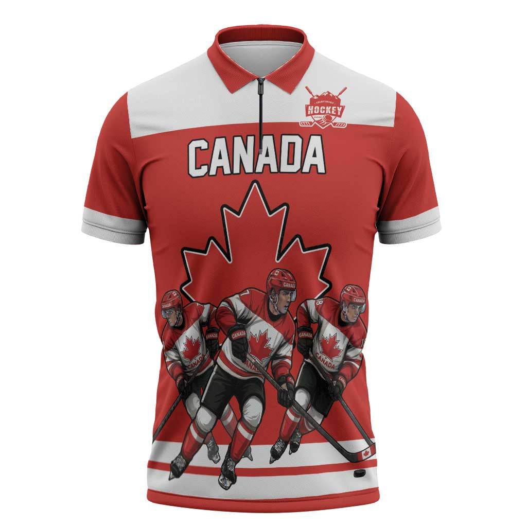 Canada Hockey Custom Zipper Polo Shirt Maple Leaf Northern Pride
