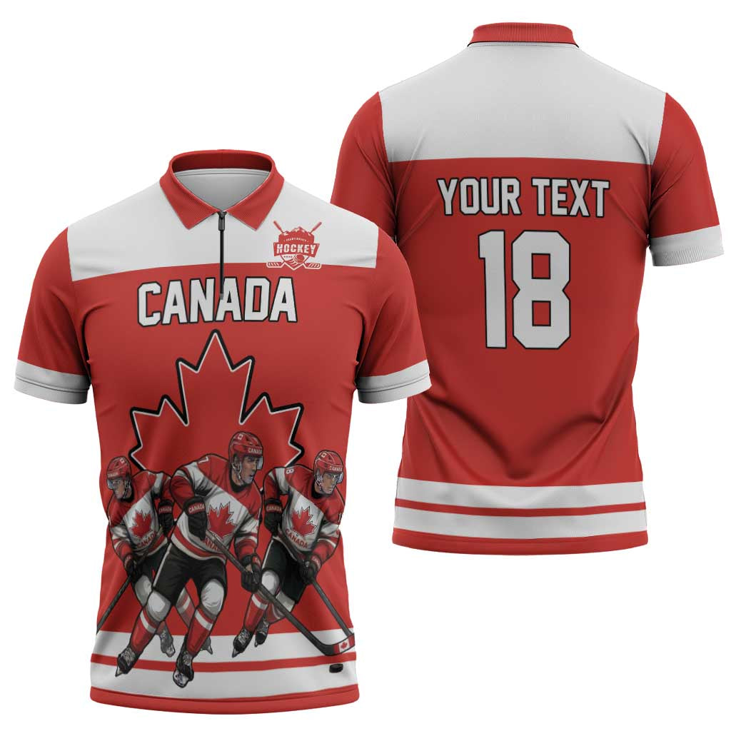 Canada Hockey Custom Zipper Polo Shirt Maple Leaf Northern Pride
