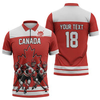 Canada Hockey Custom Zipper Polo Shirt Maple Leaf Northern Pride