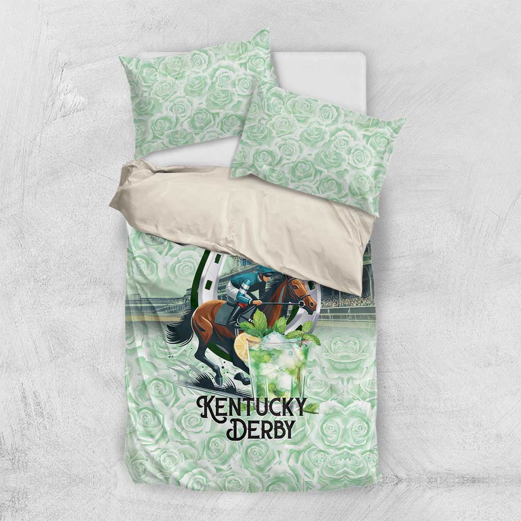 Kentucky Horse Racing Bedding Set Mint Julep Run For The Roses Art