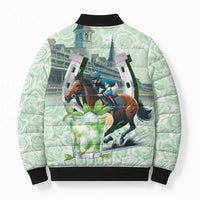 Kentucky Horse Racing Bomber Puffer Jacket Mint Julep Run For The Roses Art