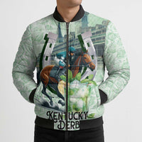 Kentucky Horse Racing Bomber Puffer Jacket Mint Julep Run For The Roses Art