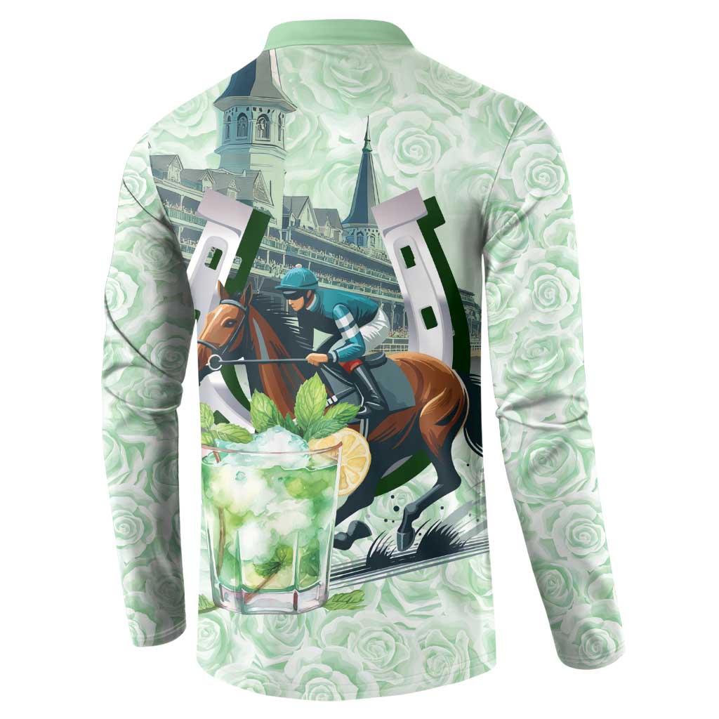 Kentucky Horse Racing Button Sweatshirt Mint Julep Run For The Roses Art