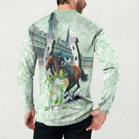 Kentucky Horse Racing Button Sweatshirt Mint Julep Run For The Roses Art