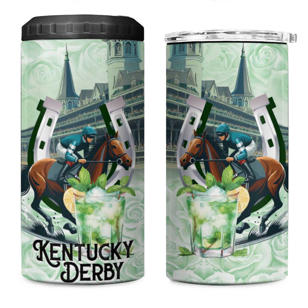 Kentucky Horse Racing 4 in 1 Can Cooler Tumbler Mint Julep Run For The Roses Art
