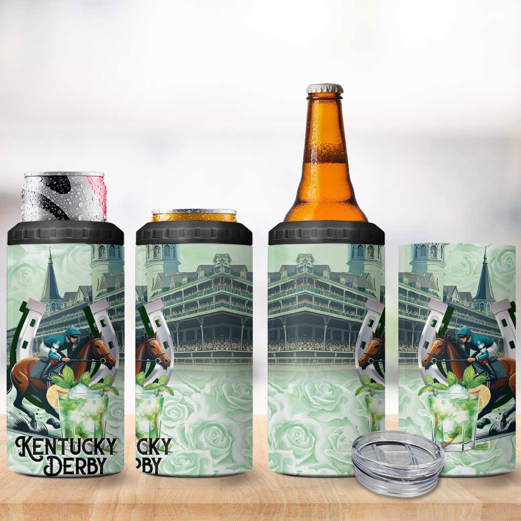 Kentucky Horse Racing 4 in 1 Can Cooler Tumbler Mint Julep Run For The Roses Art