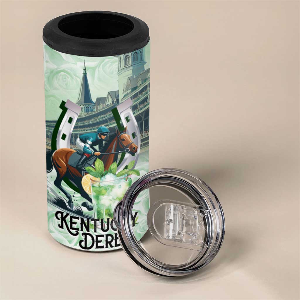 Kentucky Horse Racing 4 in 1 Can Cooler Tumbler Mint Julep Run For The Roses Art