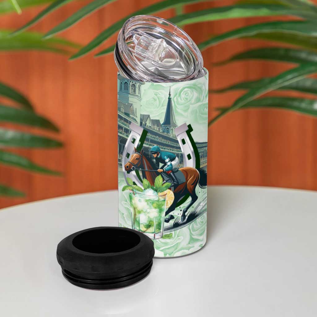 Kentucky Horse Racing 4 in 1 Can Cooler Tumbler Mint Julep Run For The Roses Art