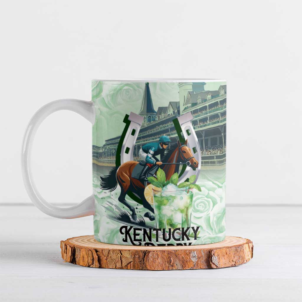 Kentucky Horse Racing Ceramic Mug Mint Julep Run For The Roses Art