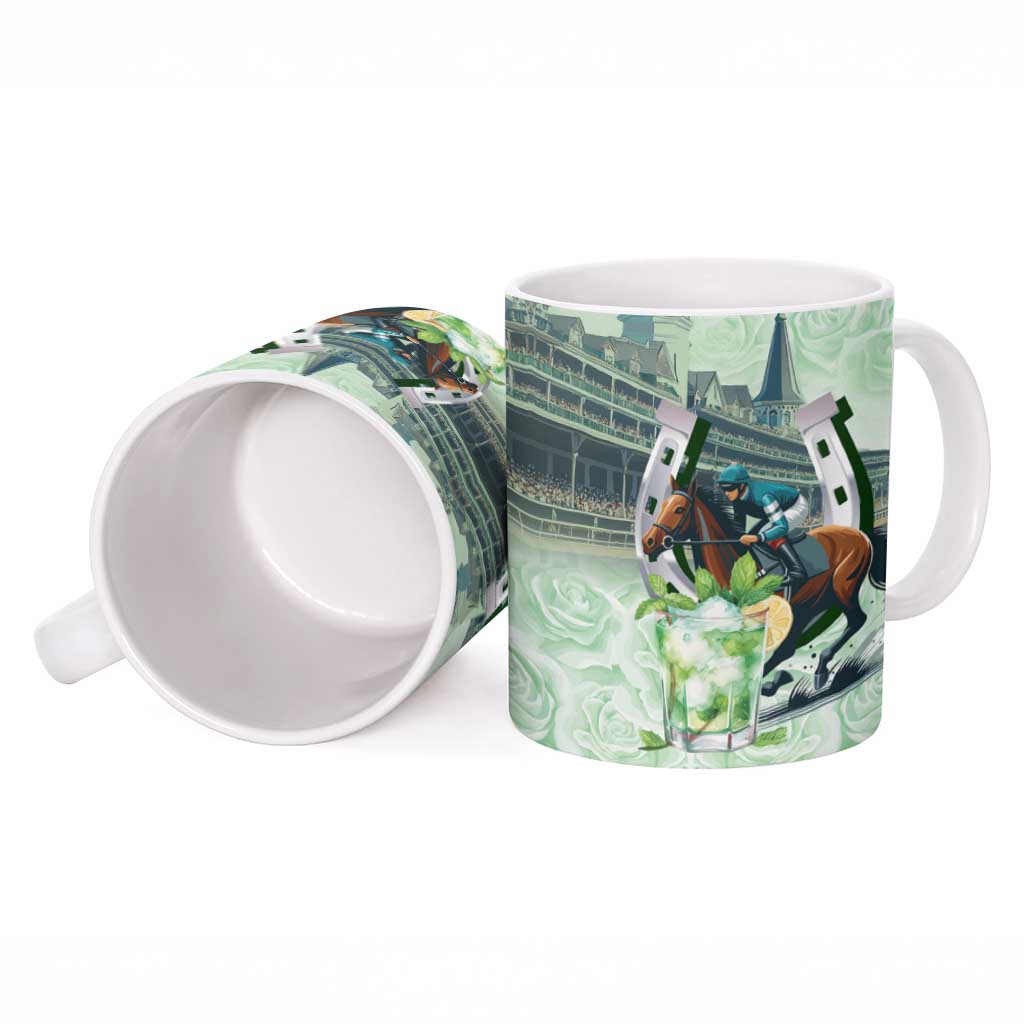 Kentucky Horse Racing Ceramic Mug Mint Julep Run For The Roses Art