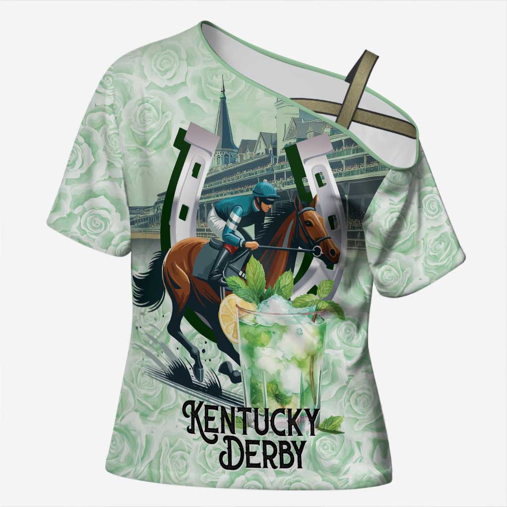 Kentucky Horse Racing Cross Shoulder Shirt Mint Julep Run For The Roses Art