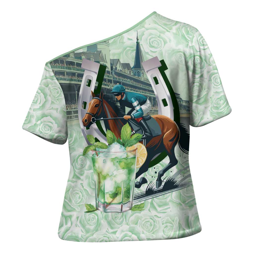 Kentucky Horse Racing Cross Shoulder Shirt Mint Julep Run For The Roses Art