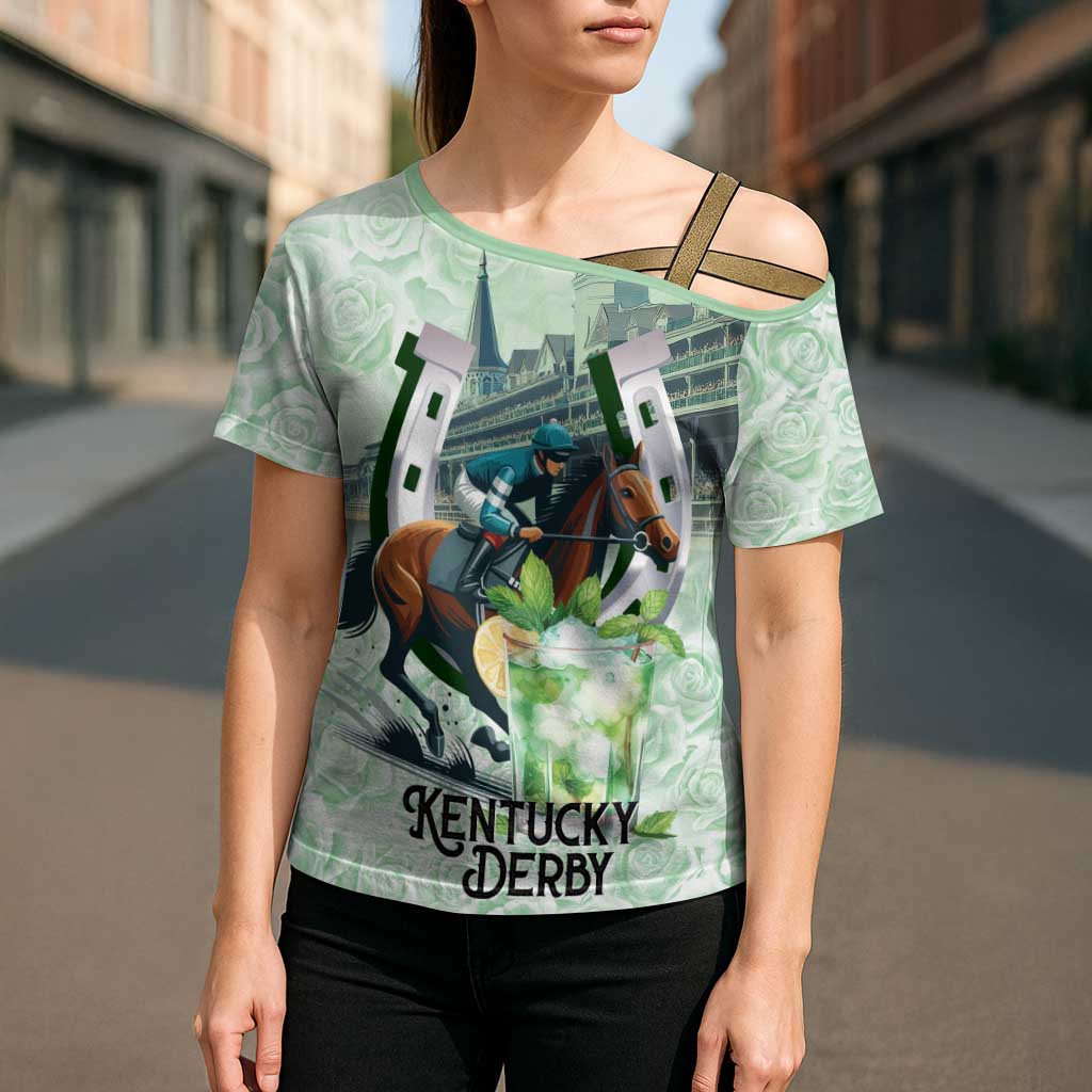 Kentucky Horse Racing Cross Shoulder Shirt Mint Julep Run For The Roses Art