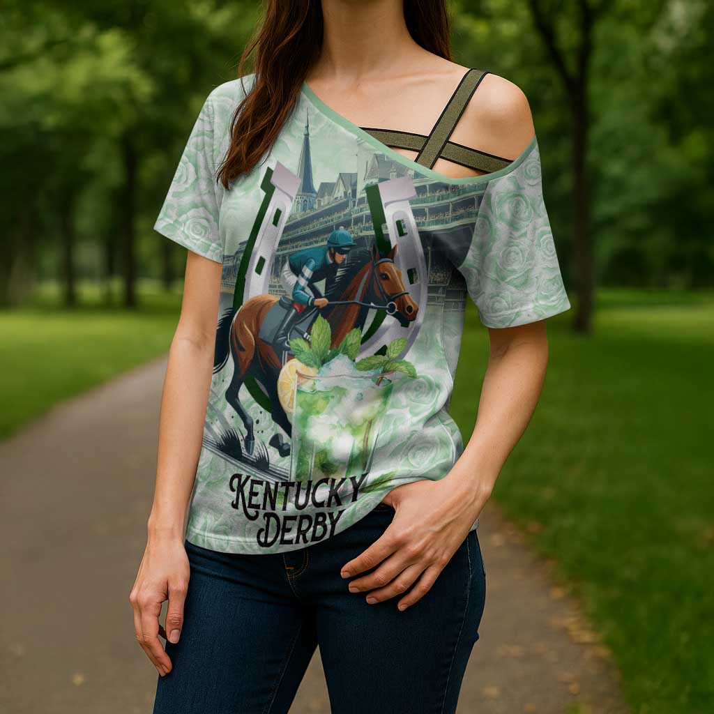 Kentucky Horse Racing Cross Shoulder Shirt Mint Julep Run For The Roses Art