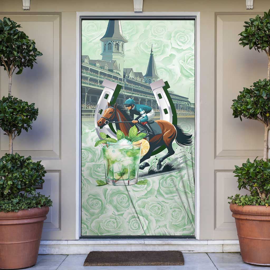Kentucky Horse Racing Door Cover Mint Julep Run For The Roses Art