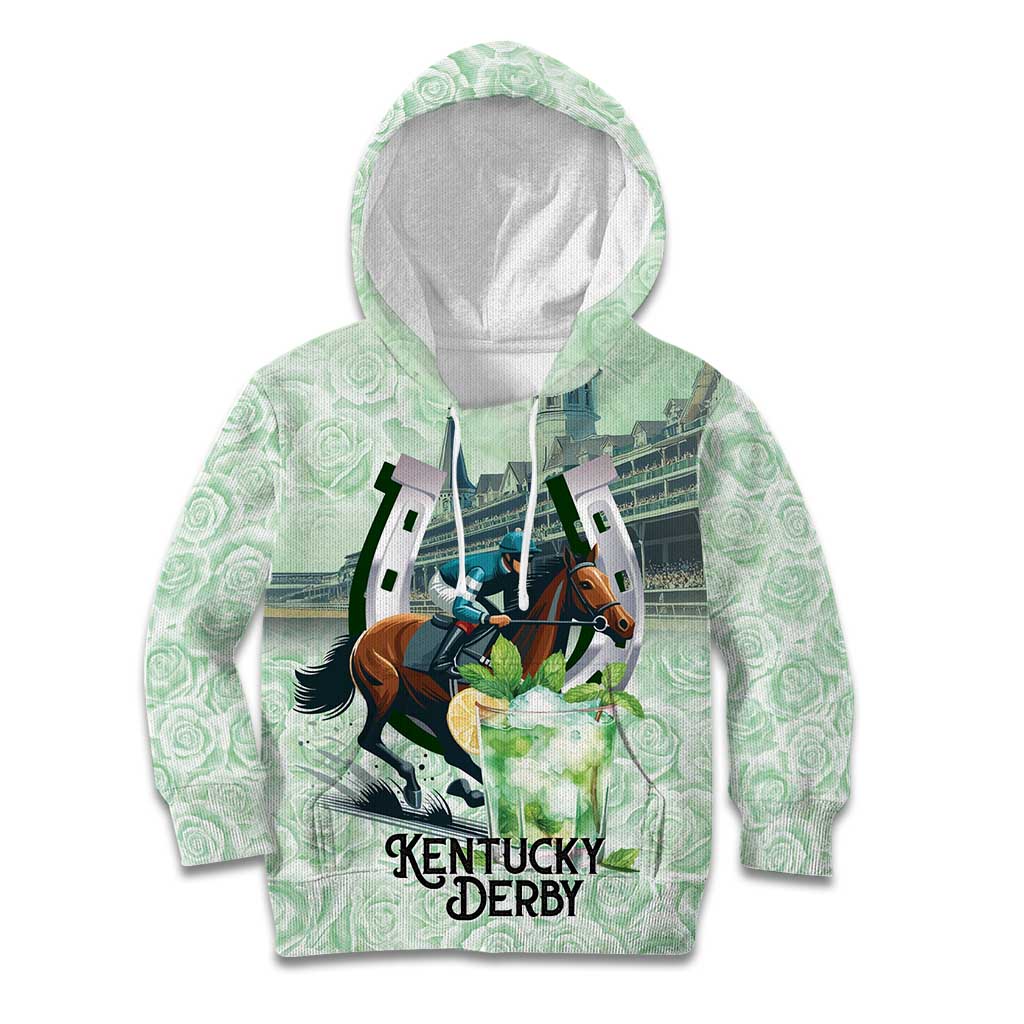 Kentucky Horse Racing Kid Hoodie Mint Julep Run For The Roses Art
