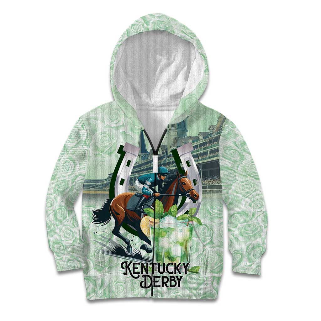 Kentucky Horse Racing Kid Hoodie Mint Julep Run For The Roses Art