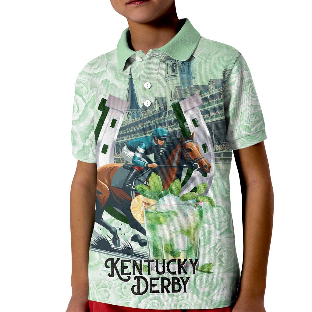 Kentucky Horse Racing Kid Polo Shirt Mint Julep Run For The Roses Art