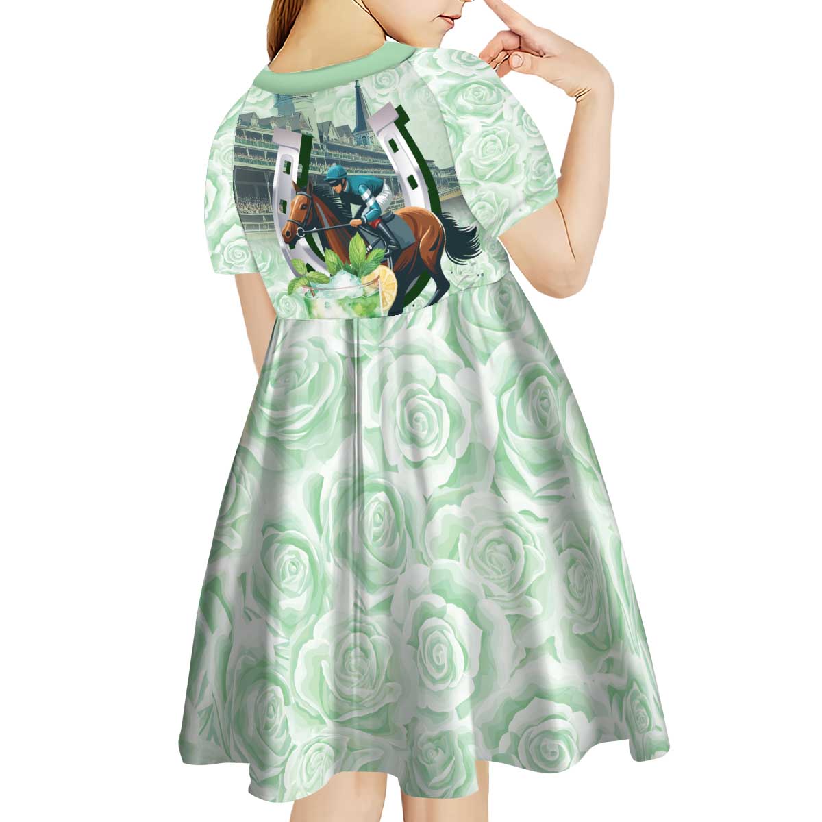 Kentucky Horse Racing Kid Short Sleeve Dress Mint Julep Run For The Roses Art