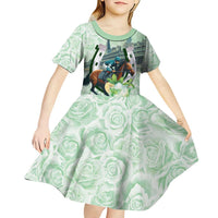 Kentucky Horse Racing Kid Short Sleeve Dress Mint Julep Run For The Roses Art