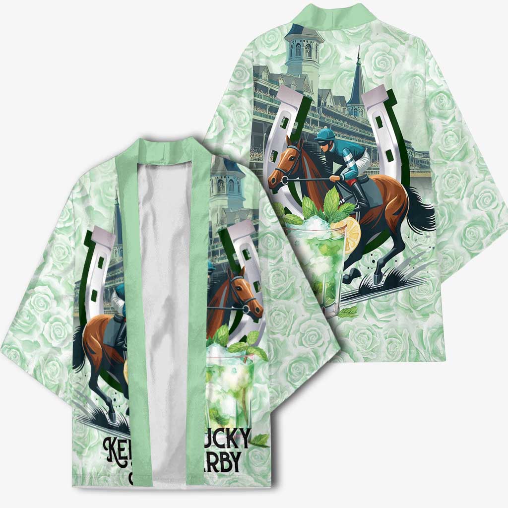 Kentucky Horse Racing Kimono Mint Julep Run For The Roses Art