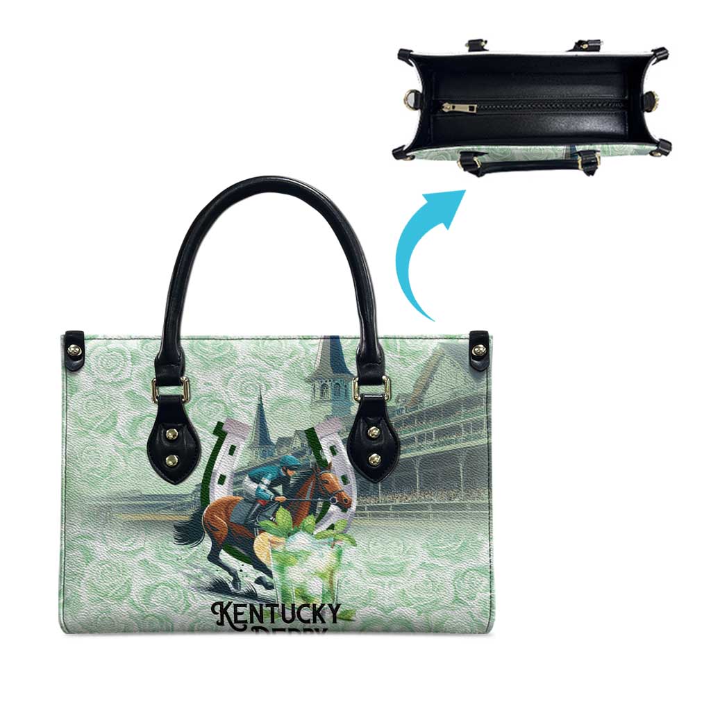 Kentucky Horse Racing Leather Bag Mint Julep Run For The Roses Art