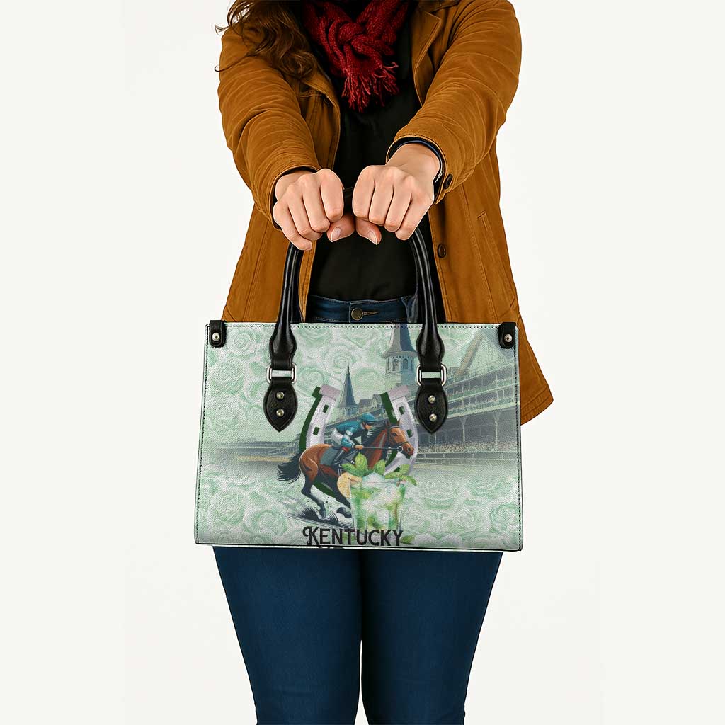 Kentucky Horse Racing Leather Bag Mint Julep Run For The Roses Art